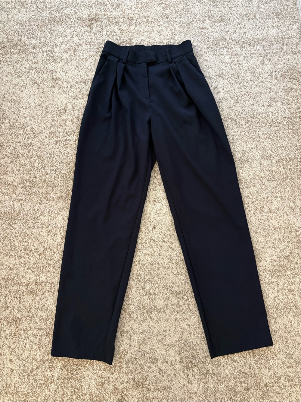 H&M Navy Tailored Pleated Trousers